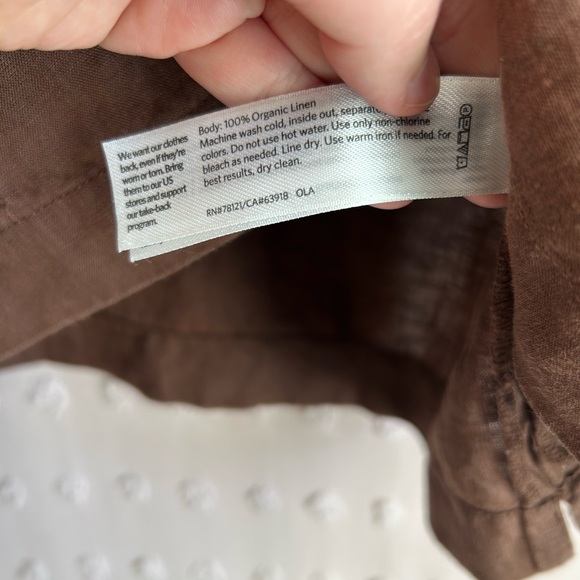 Eileen Fisher 100% Organic Linen Oversize Long Sleeve‎ Sz XS Brown - Picture 6 of 6